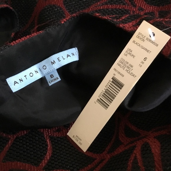 NWT $159 ANTONIO MELANI black/red Devon dress 6 - Picture 5 of 7